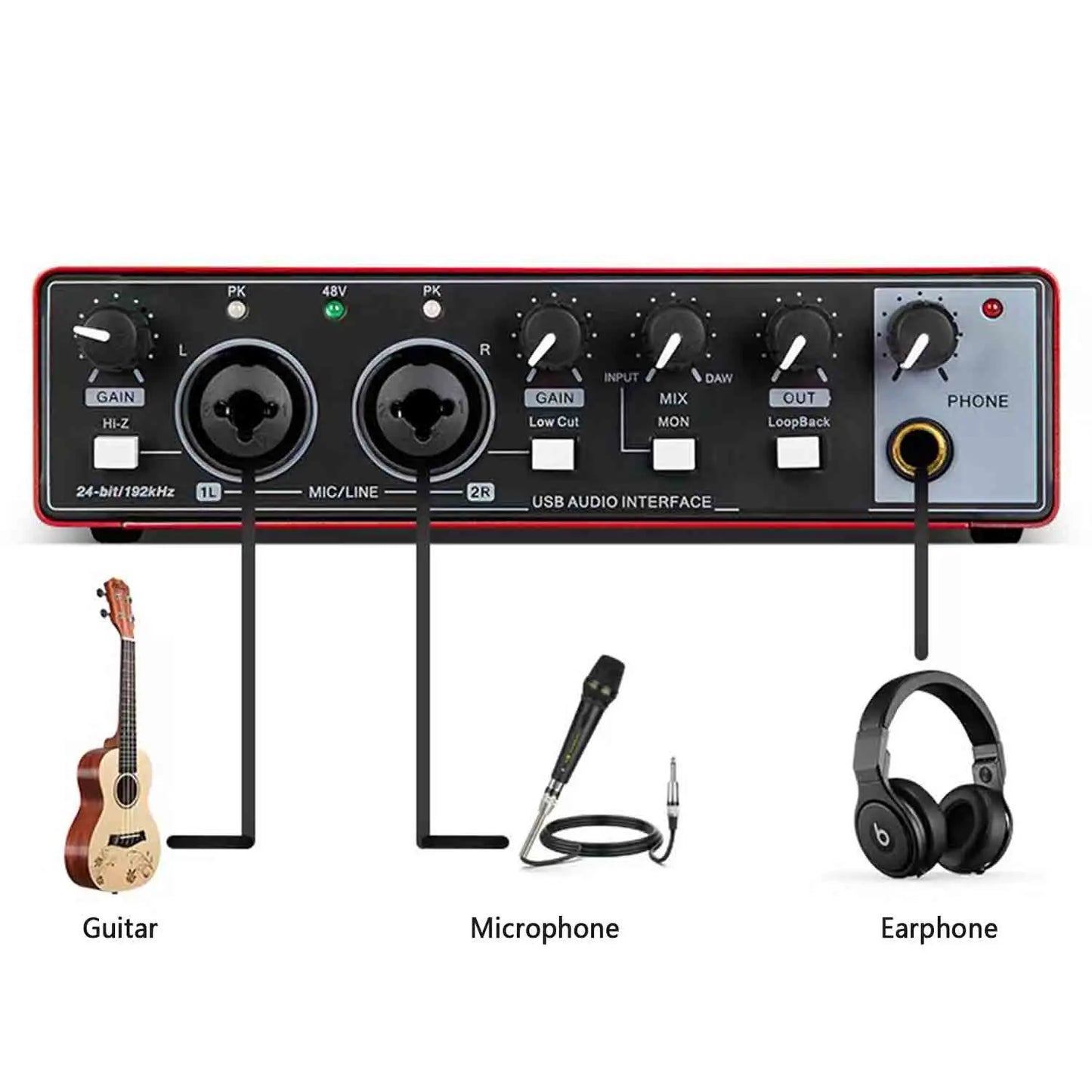 MD22 MD44 Audio Interface Studio Sound Card 4
